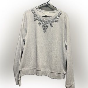 Grey forever21 sweatshirt with neck embellishment